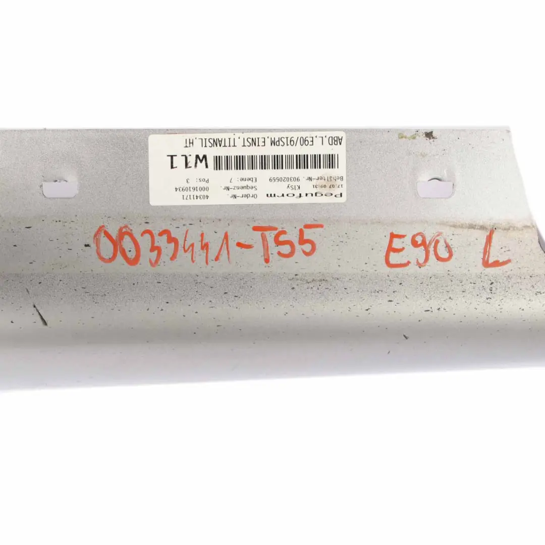 Side Skirt M Sport Sill Strip Left N/S Titansilber Metallic - 354 to BMW E90 E91 with Part number 0033441 BMW E90 E91 Side Skirt M Sport Sill Strip Left N/S Titansilber Metallic - 354 - SKU 0033441-TS5 - Part number 0033441