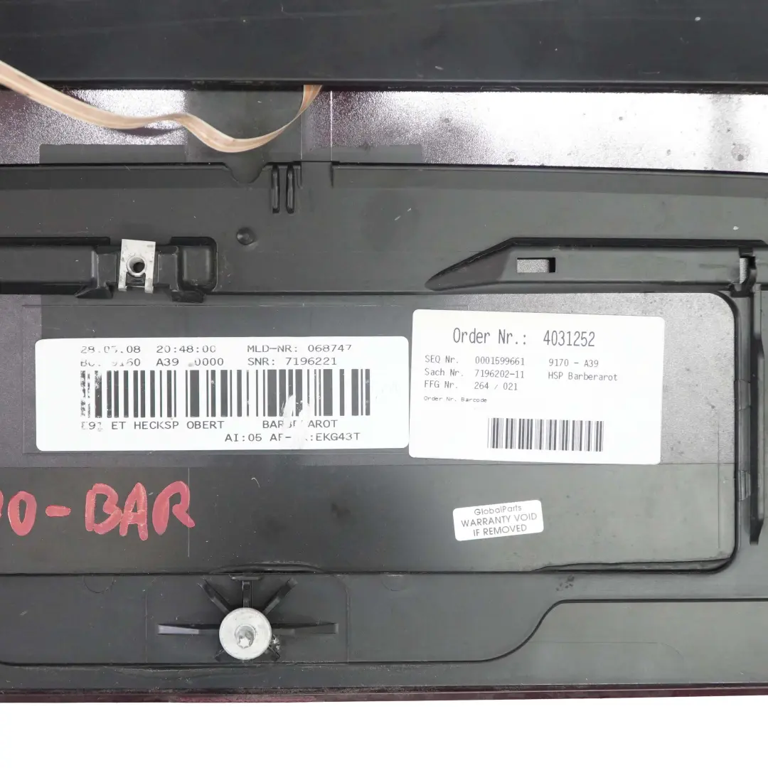 Rear Spoiler BMW E91 Touring Trunk Lid Barberarot Barbera Red Metallic - A39 - SKU 0033470-BAR - Part number 0033470