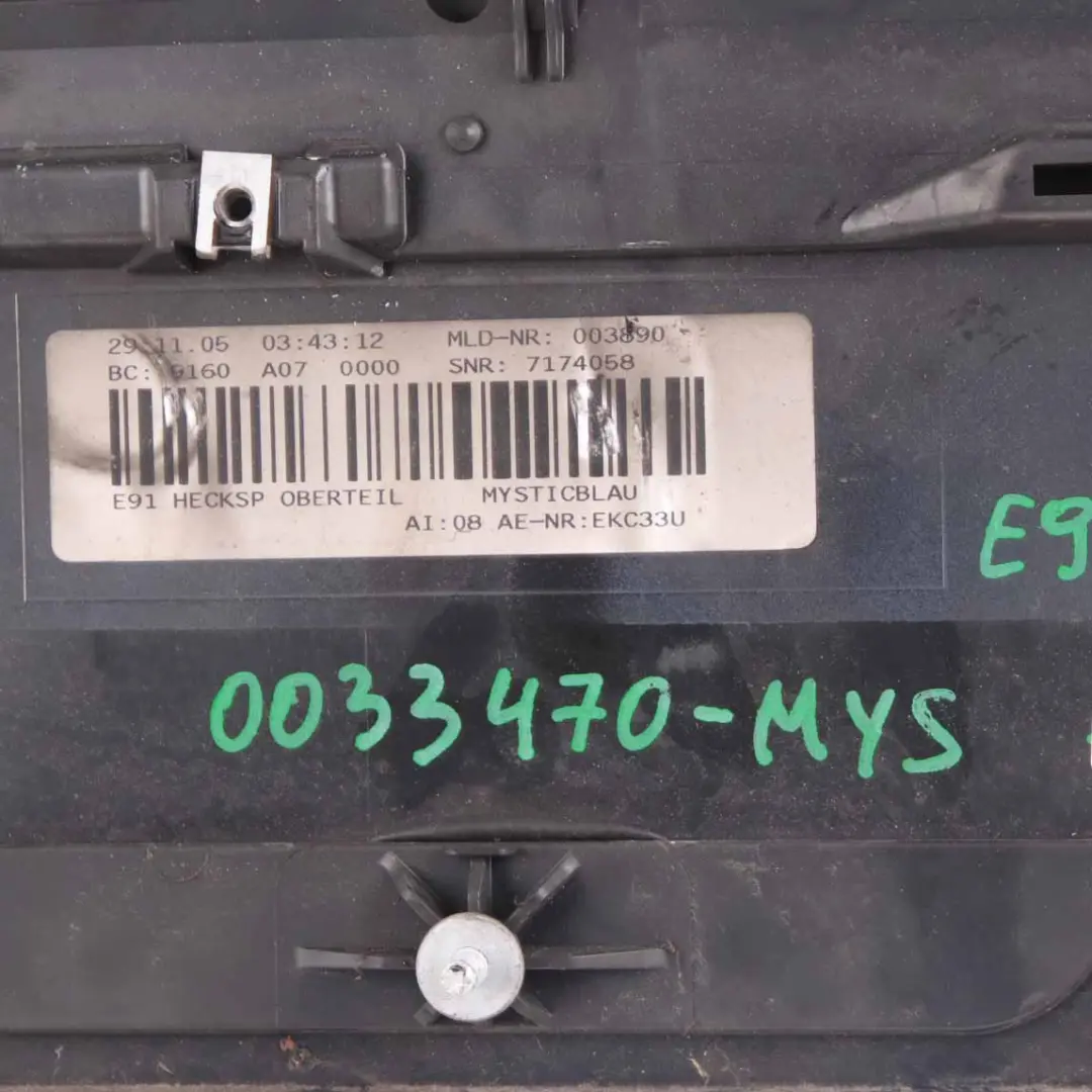 Spoiler Panel Boot Trunk Lid Mystic Blue A07 7174058 to BMW E91 Touring Rear with Part number 0033470 BMW E91 Touring Rear Spoiler Panel Boot Trunk Lid Mystic Blue A07 7174058 - SKU 0033470-MYS - Part number 0033470
