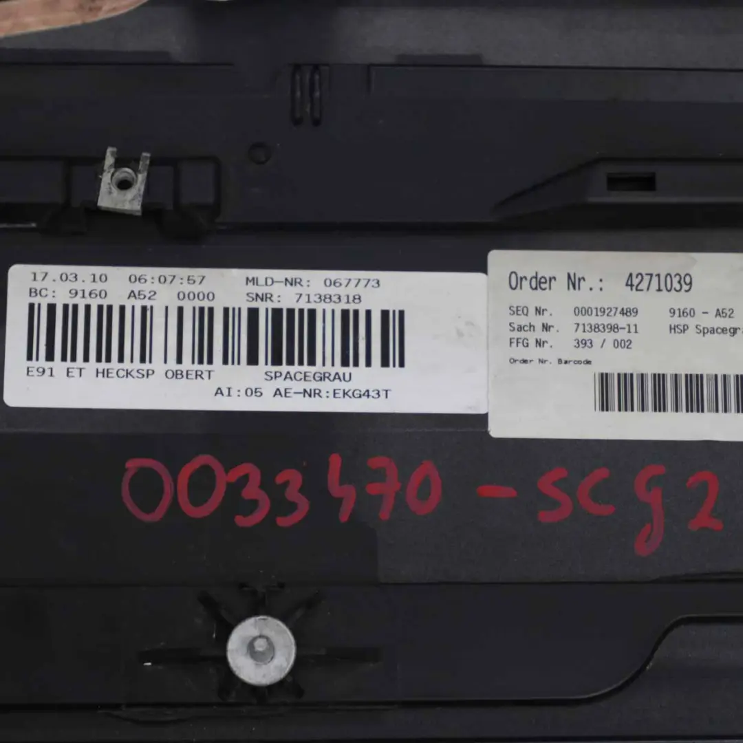 Couvercle Coffre Aileron arrière Spacegrau Space Gris A52 7138318 pour BMW E91 à propos du numéro de pièce 0033470 BMW E91 Couvercle Coffre Aileron arrière Spacegrau Space Gris A52 7138318 - SKU 0033470-SCG2 - Numéro de pièce 0033470