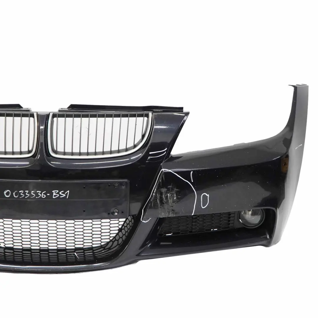 Front Bumper M Sport Complete Trim Panel Black Sapphire - 475 to BMW E90 with Part number 0033536 BMW E90 Front Bumper M Sport Complete Trim Panel Black Sapphire - 475 - SKU 0033536-BS1 - Part number 0033536