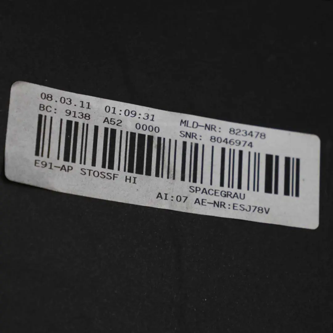 Bumper BMW E91 Touring M Sport Trim Panel 335d 335i Space Grey - A52 to Rear with Part number 0033543 Rear Bumper BMW E91 Touring M Sport Trim Panel 335d 335i Space Grey - A52 - SKU 0033543-SCG2 - Part number 0033543