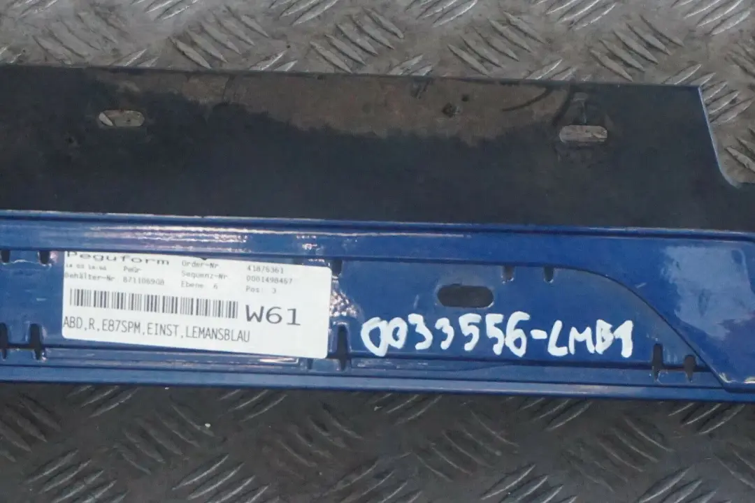 BMW E87 E87N M SPORT Faldón lateral derecho Le Mans Blau Blue - SKU 0033556-LMB1 - Número de pieza 0033556