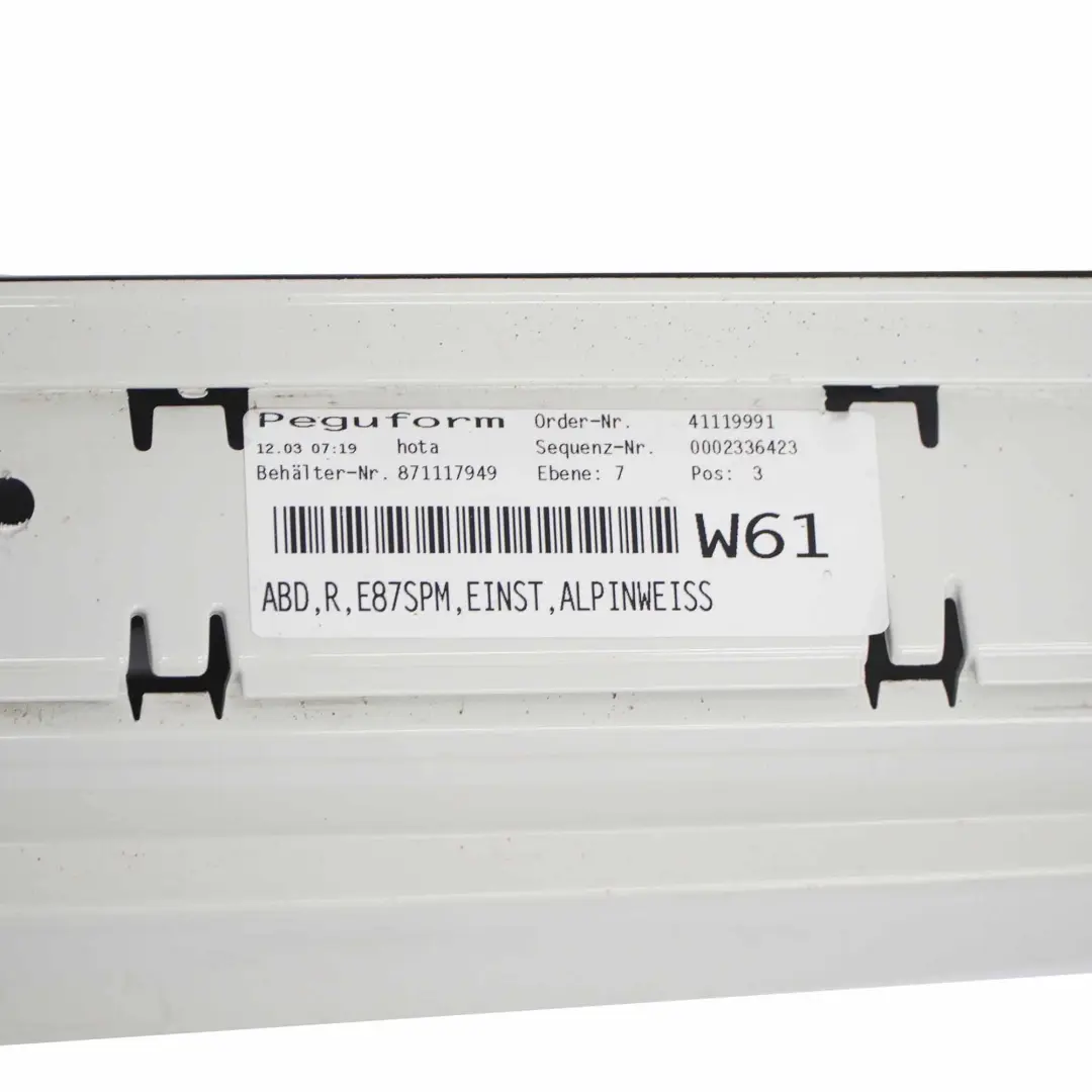 BMW E87 LCI Striscia davanzale lato destro M Sport Alpinweiss Alpine White 300 - SKU 0033556-AW1 - Numero di parte 0033556