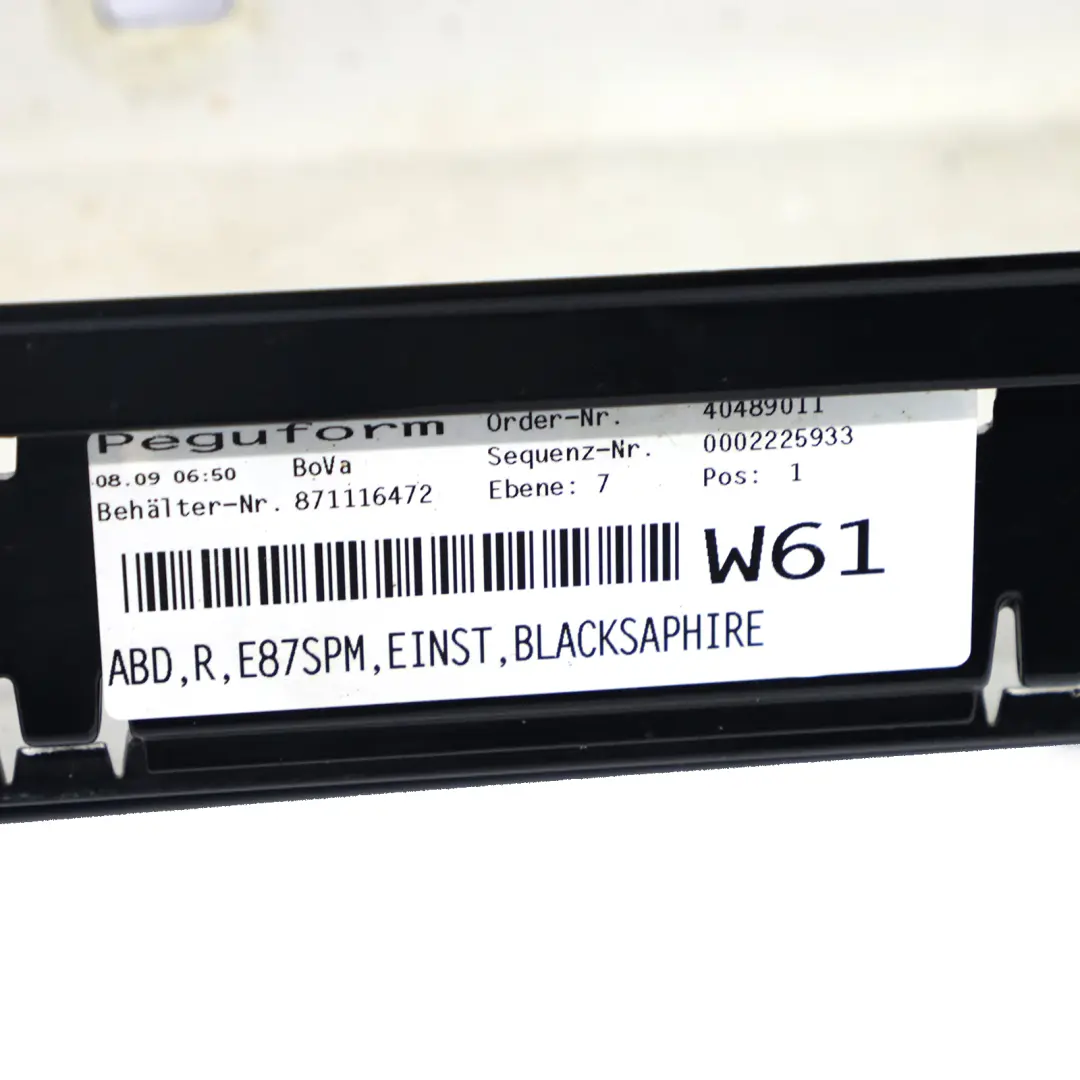 BMW E87 LCI M Sport Sill Strip Faldón Lateral Derecho Negro Zafiro 475 - SKU 0033556-BS - Número de pieza 0033556