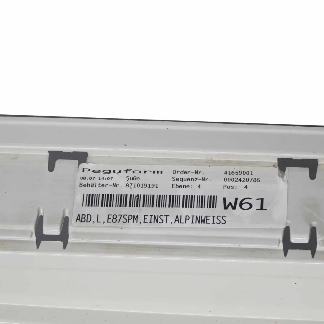 Faldón Lateral M Sport Sill Izquierdo Alpinweiss Blanco Alpino - 300 para BMW E87 con número de pieza 0033557 BMW E87 Faldón Lateral M Sport Sill Izquierdo Alpinweiss Blanco Alpino - 300 - SKU 0033557-AW1 - Número de pieza 0033557