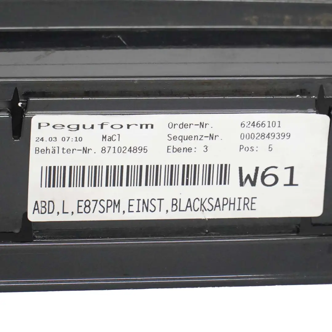 Próg Lewy M-Pakiet Black Sapphire 475 do BMW E87 LCI o numerze 0033557 BMW E87 LCI Próg Lewy M-Pakiet Black Sapphire 475 - SKU 0033557-BS2 - Numer Części 0033557
