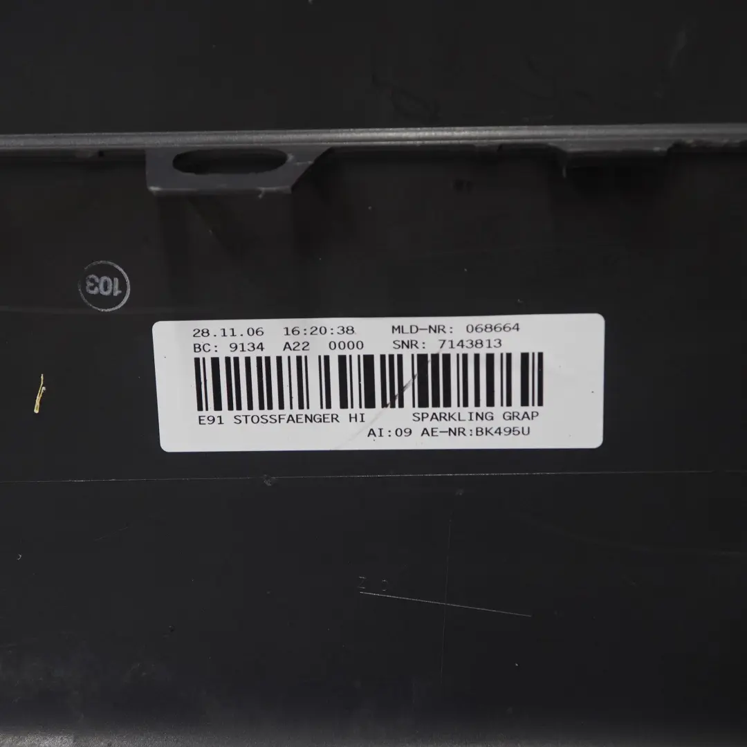 Bumper Trim Panel PDC Sparkling Graphite - A22 to BMW E91 Touring Rear with Part number 0033596 BMW E91 Touring Rear Bumper Trim Panel PDC Sparkling Graphite - A22 - SKU 0033596-SG3 - Part number 0033596