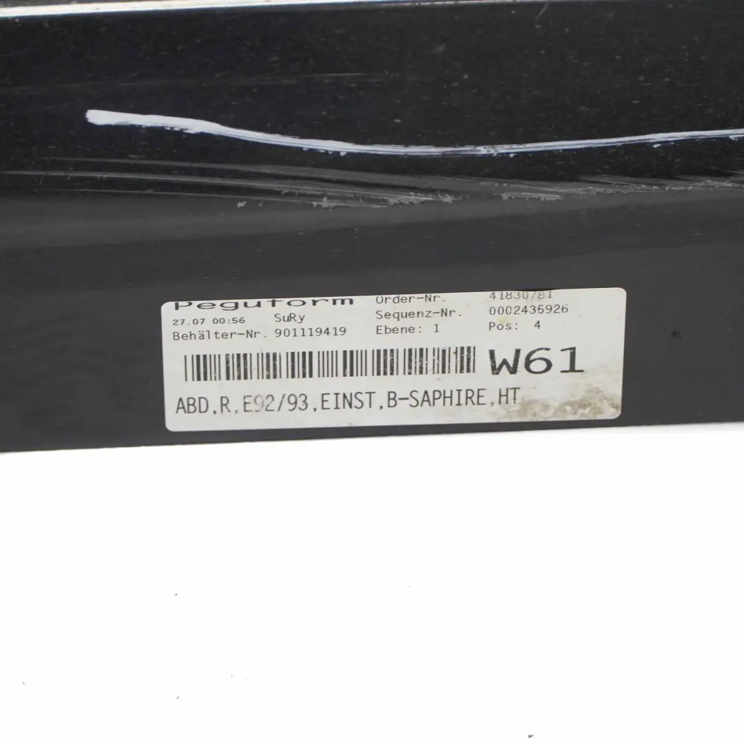 Bas de Porte Droite Noir Sapphire Noir Saphir - 475 pour BMW E92 E93 à propos du numéro de pièce 0034058 BMW E92 E93 Bas de Porte Droite Noir Sapphire Noir Saphir - 475 - SKU 0034058-BS3 - Numéro de pièce 0034058