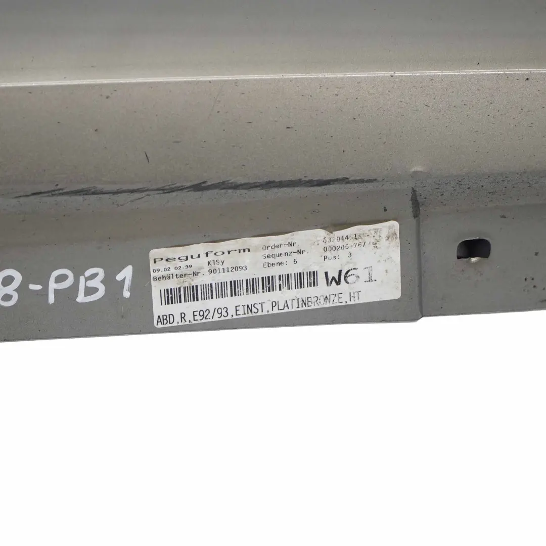Nakładka Próg Prawy Platinbronze - A53 do BMW E92 o numerze 0034058 BMW E92 Nakładka Próg Prawy Platinbronze - A53 - SKU 0034058-PB1 - Numer Części 0034058