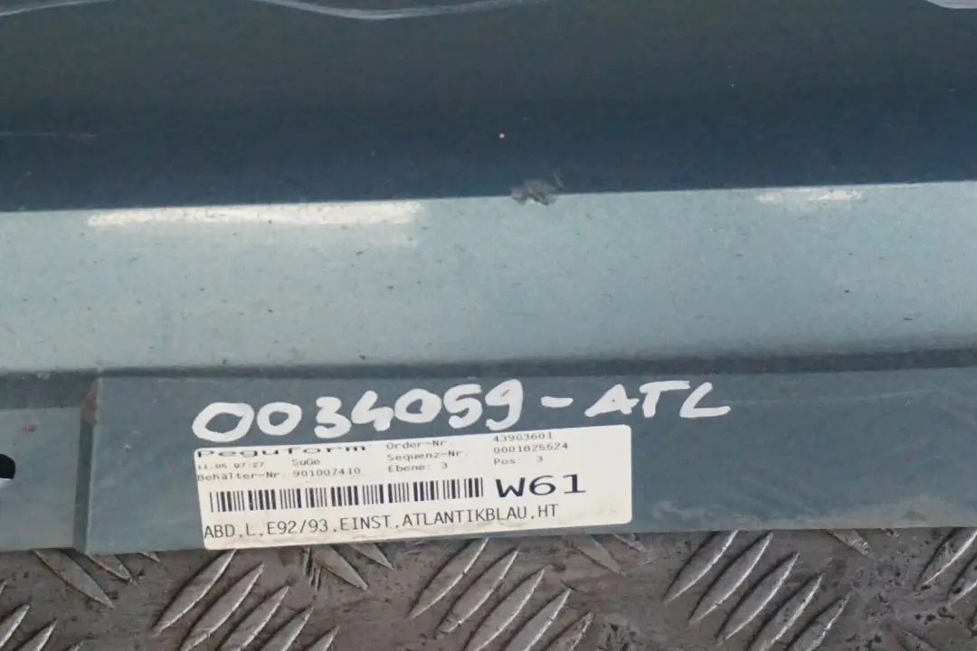 BMW E92 E93 Bas de Porte Couverture Seuil A Gauche Bleu Atlantique Bleu A13 - SKU 0034059-ATL - Numéro de pièce 0034059