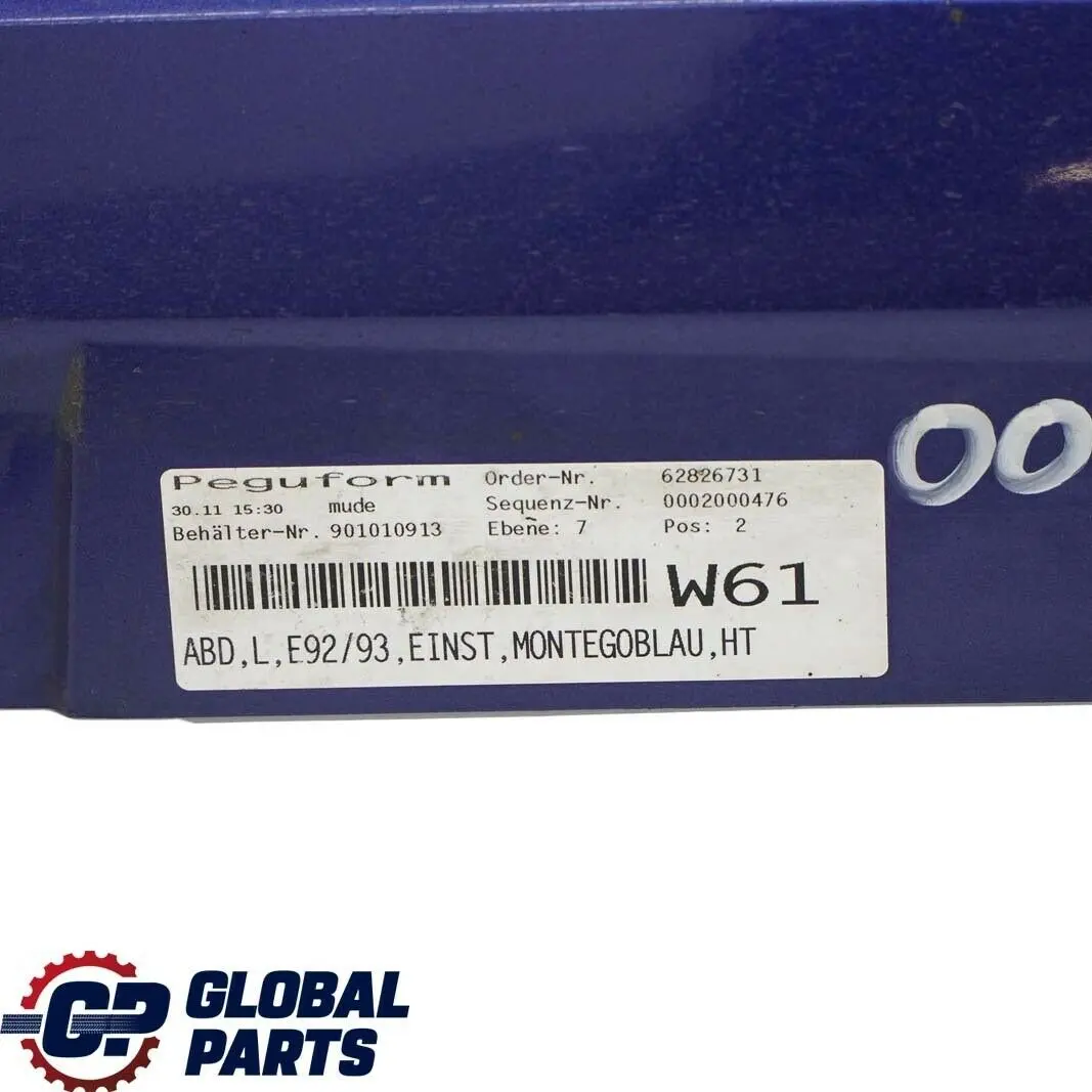 BMW 3 Series 1 E92 E93 Sill Strip Side Skirt Left N/S Montegoblau Blue - A51 - SKU 0034059-MTB - Part number 0034059