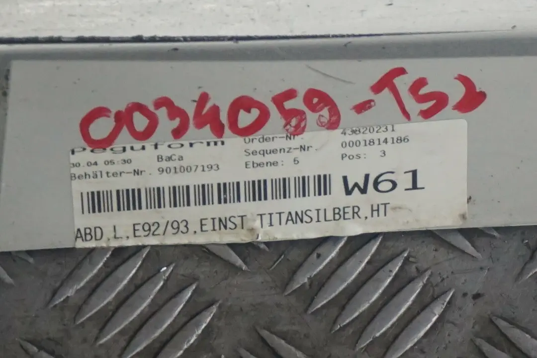 BMW E92 E93 Listello Portiera Apertura Gonna SX Argento-Titanio Sliber 354 - SKU 0034059-TS2 - Numero di parte 0034059