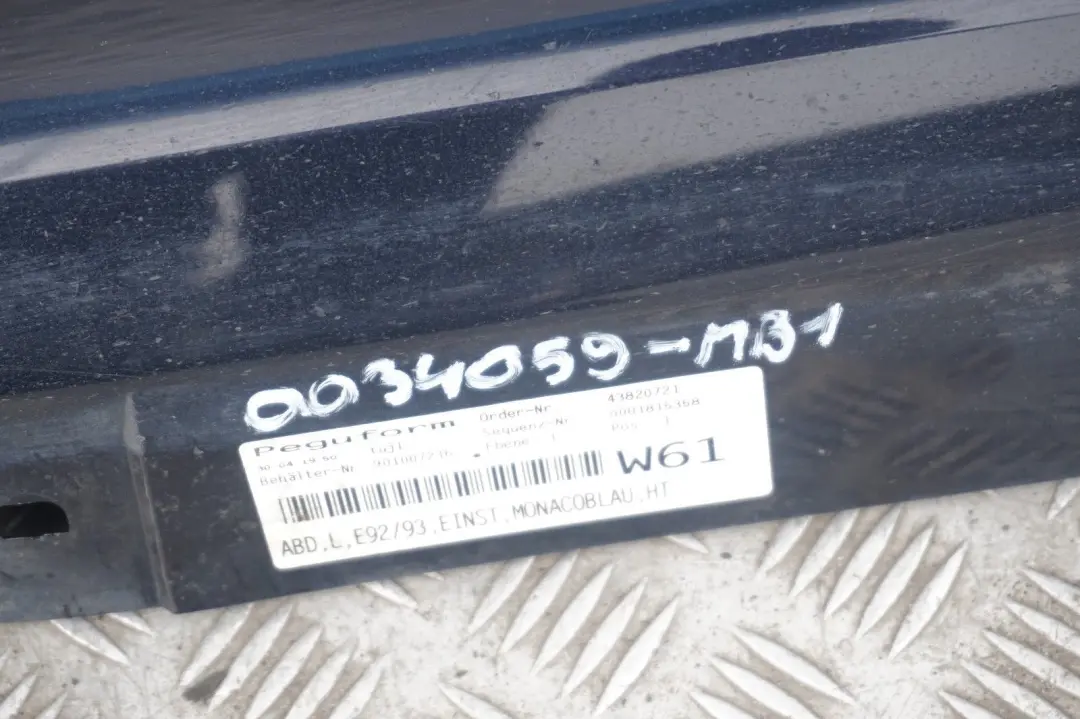 BMW E92 E93 LCI Bas de Porte Couverture Seuil a Gauche Bleu Monaco, Bleu - SKU 0034059-MB1 - Numéro de pièce 0034059