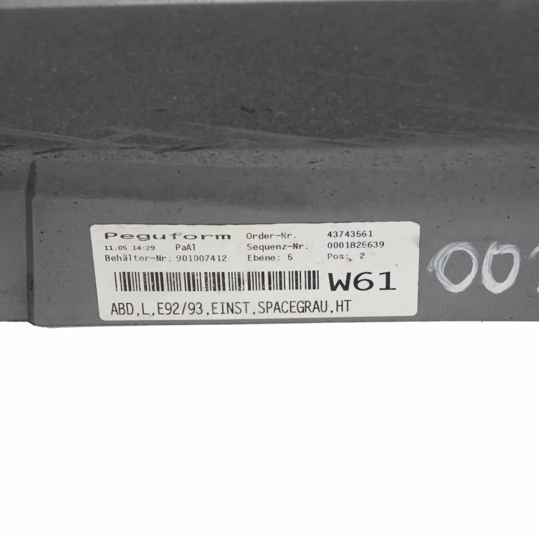 Faldón lateral izquierdo Spacegrau Gris espacial metalizado A52 para BMW E92 E93 con número de pieza 0034059 BMW E92 E93 Faldón lateral izquierdo Spacegrau Gris espacial metalizado A52 - SKU 0034059-SCG5 - Número de pieza 0034059