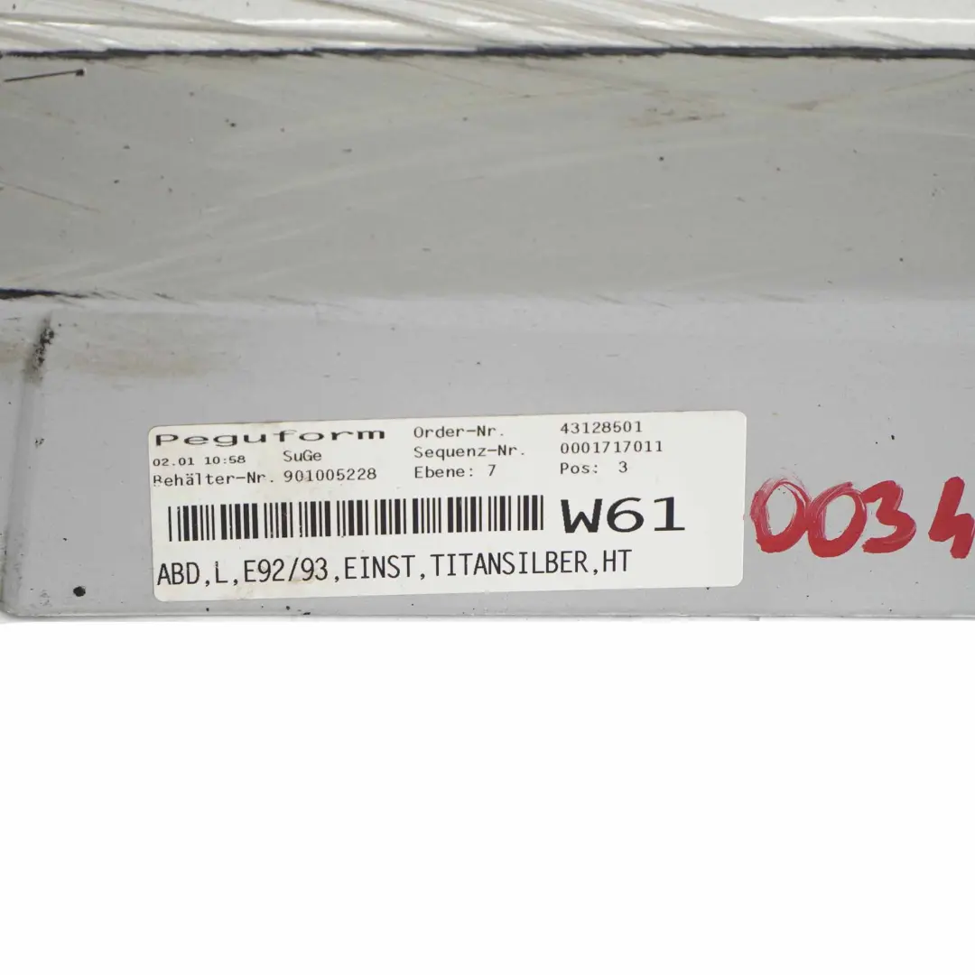 Bas de Porte Couverture Seuil A Gauche Argent Titane - 354 pour BMW E92 E93 à propos du numéro de pièce 0034059 BMW E92 E93 Bas de Porte Couverture Seuil A Gauche Argent Titane - 354 - SKU 0034059-TS5 - Numéro de pièce 0034059