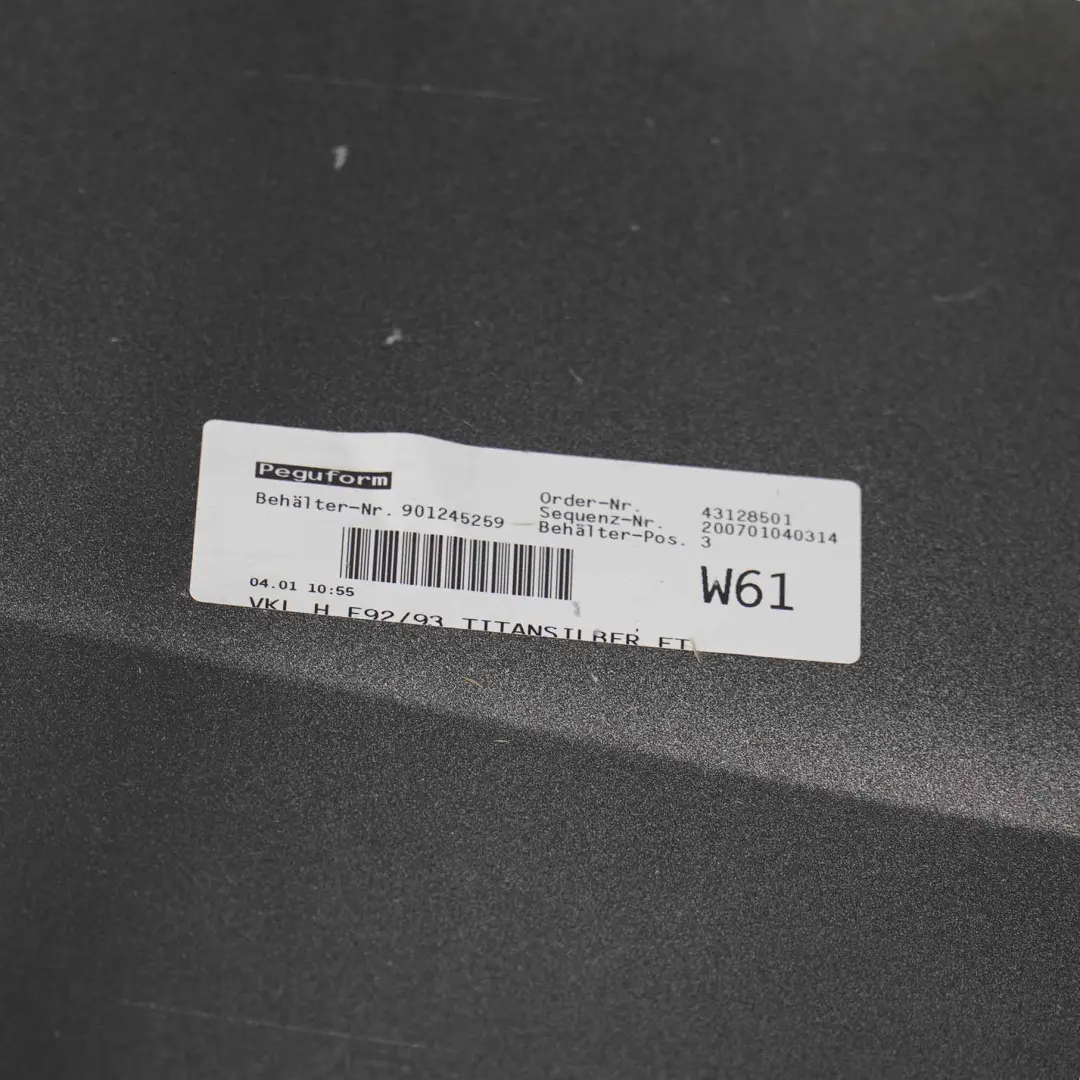 Bumper Rear BMW E92 E93 Trim Panel PDC Titansilber Titan Silver Metallic - 354 to with Part number 0034474 Bumper Rear BMW E92 E93 Trim Panel PDC Titansilber Titan Silver Metallic - 354 - SKU 0034474-TS6 - Part number 0034474