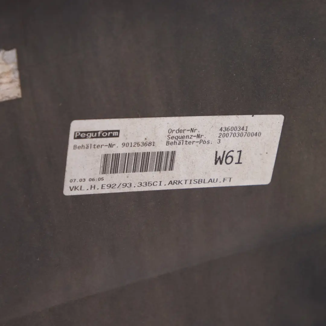 Bumper BMW E92 E93 335d 335i Panel PDC Arktis Arctic Metallic - A34 to Rear with Part number 0034474 Rear Bumper BMW E92 E93 335d 335i Panel PDC Arktis Arctic Metallic - A34 - SKU 0034475-AW - Part number 0034474