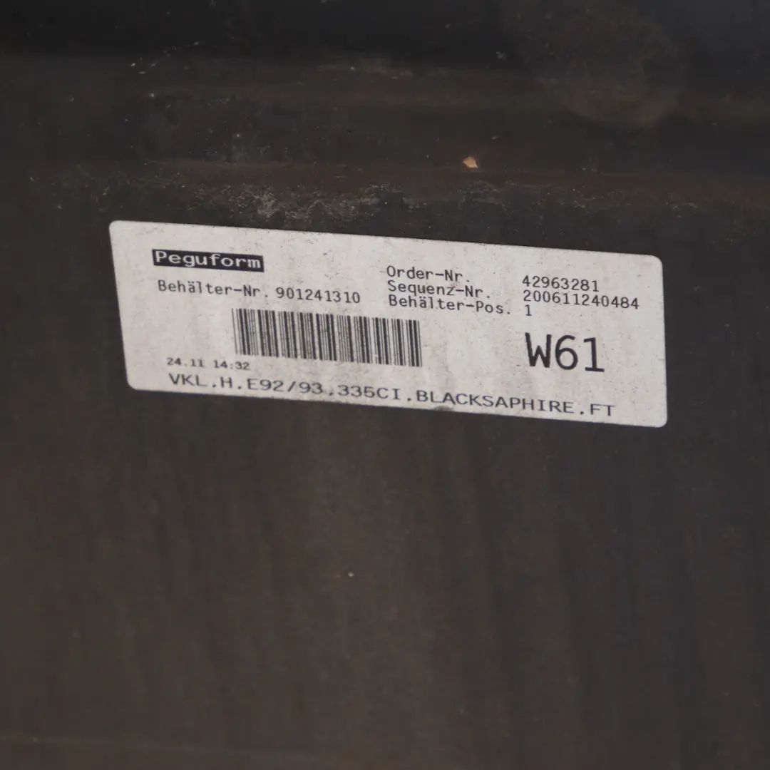 Bumper BMW E92 E93 335d 335i Panel PDC Black Sapphire Metallic - 475 to Rear with Part number 0034474 Rear Bumper BMW E92 E93 335d 335i Panel PDC Black Sapphire Metallic - 475 - SKU 0034475-BS - Part number 0034474