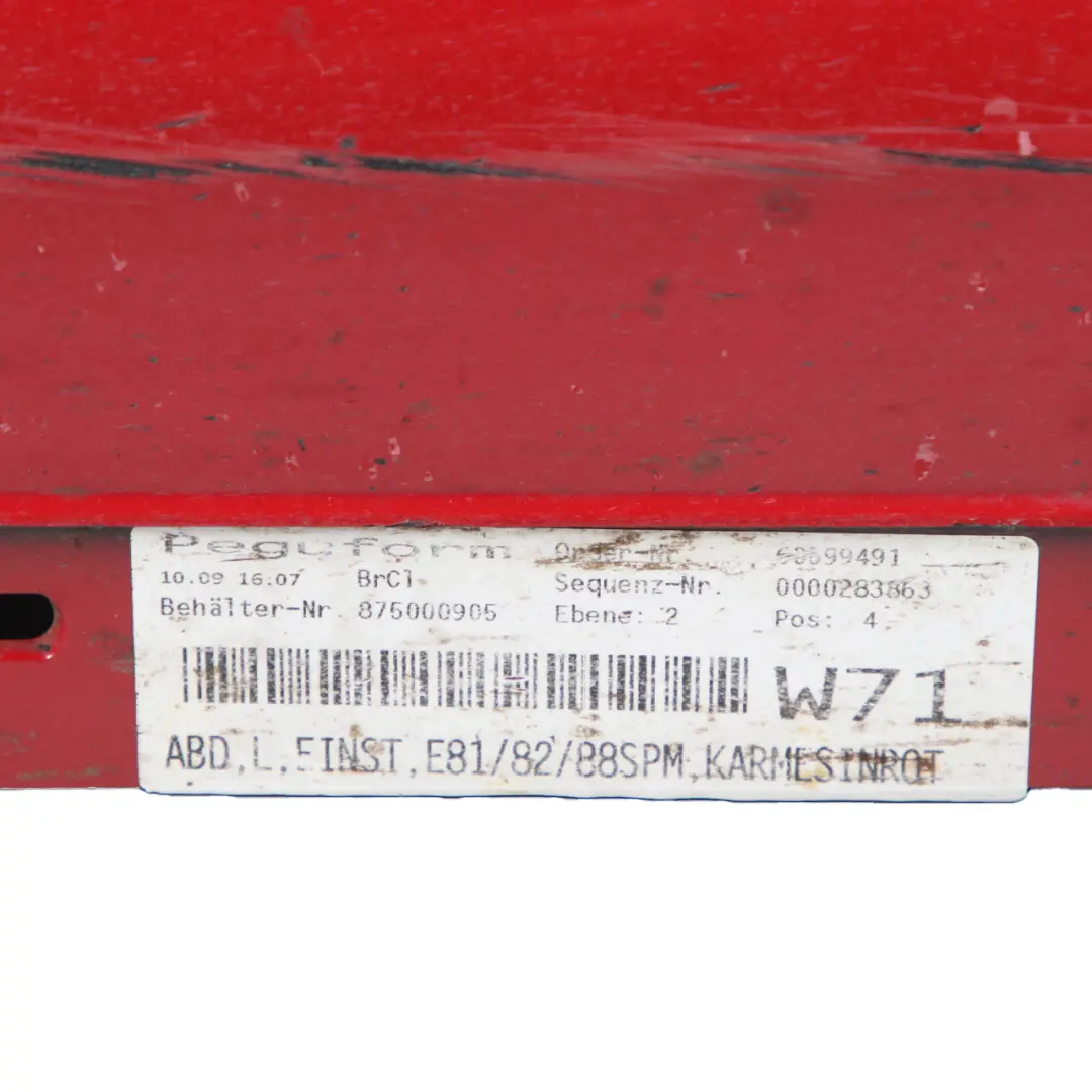 BMW E81 E82 E88 M Sport Sill Strip Side Skirt Left N/S Karmesinrot Red - A61 - SKU 0034731-KAR - Part number 0034731