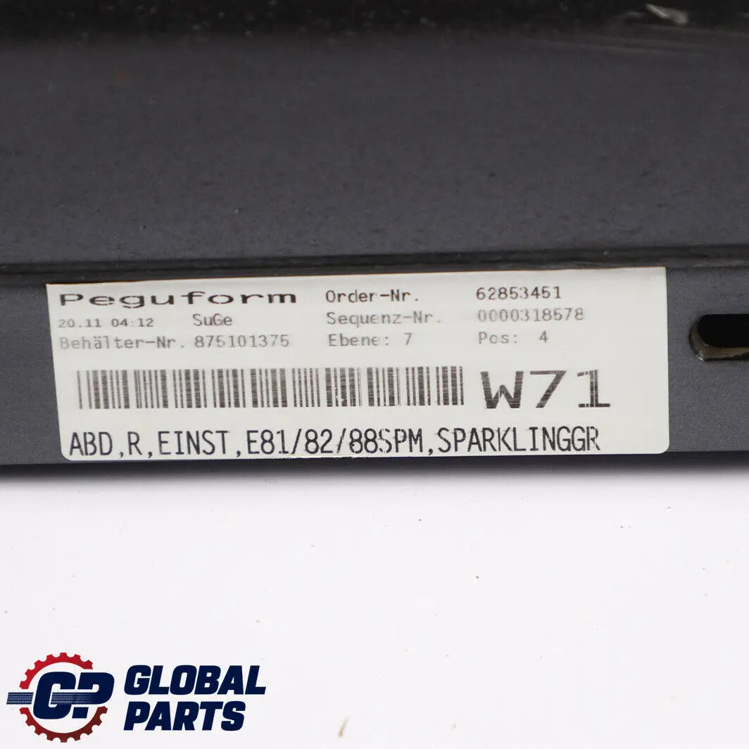 Listello Portiera Gonna Destra Frizzante Grafite - A22 per BMW E81 E82 M Sport con numero di parte 34732 BMW E81 E82 M Sport Listello Portiera Gonna Destra Frizzante Grafite - A22 - SKU 0034732-SG - Numero di parte 34732
