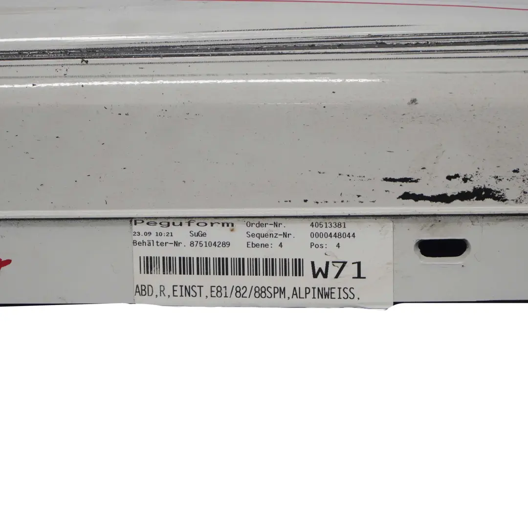 Gonna Laterale BMW E81 E82 E88 M Sport Sill Strip Right Alpinweiss White - 300 per con numero di parte 0034732 Gonna Laterale BMW E81 E82 E88 M Sport Sill Strip Right Alpinweiss White - 300 - SKU 0034732-AW4 - Numero di parte 0034732