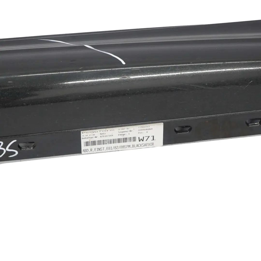  Side Skirt BMW E81 M Sport Sill Strip Right O/S E82 E88 Black Sapphire - 475 - SKU 0034732-BS - Part number 0034732