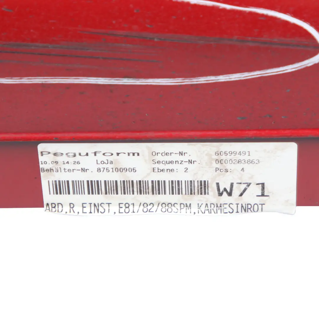 Sill Strip Skirt Right O/S Karmesinrot Red - A61 to BMW E81 E82 E88 M Sport with Part number 0034732 BMW E81 E82 E88 M Sport Sill Strip Skirt Right O/S Karmesinrot Red - A61 - SKU 0034732-KAR - Part number 0034732