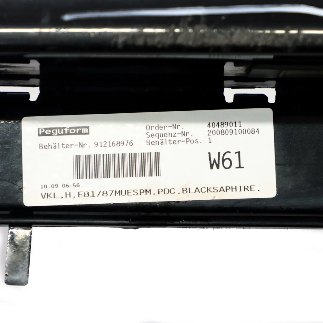 Bumper BMW E81 E87 LCI M Sport Rear Trim Panel Black Sapphire - 475 to Rear with Part number 0034802 Rear Bumper BMW E81 E87 LCI M Sport Rear Trim Panel Black Sapphire - 475 - SKU 0034802-BS8 - Part number 0034802