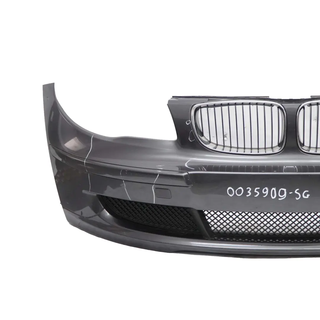 BMW 1 E81 E87 LCI Complete Front Bumper Trim Panel Sparkling Graphite - A22 - SKU 0035909-SG - Part number 0035909