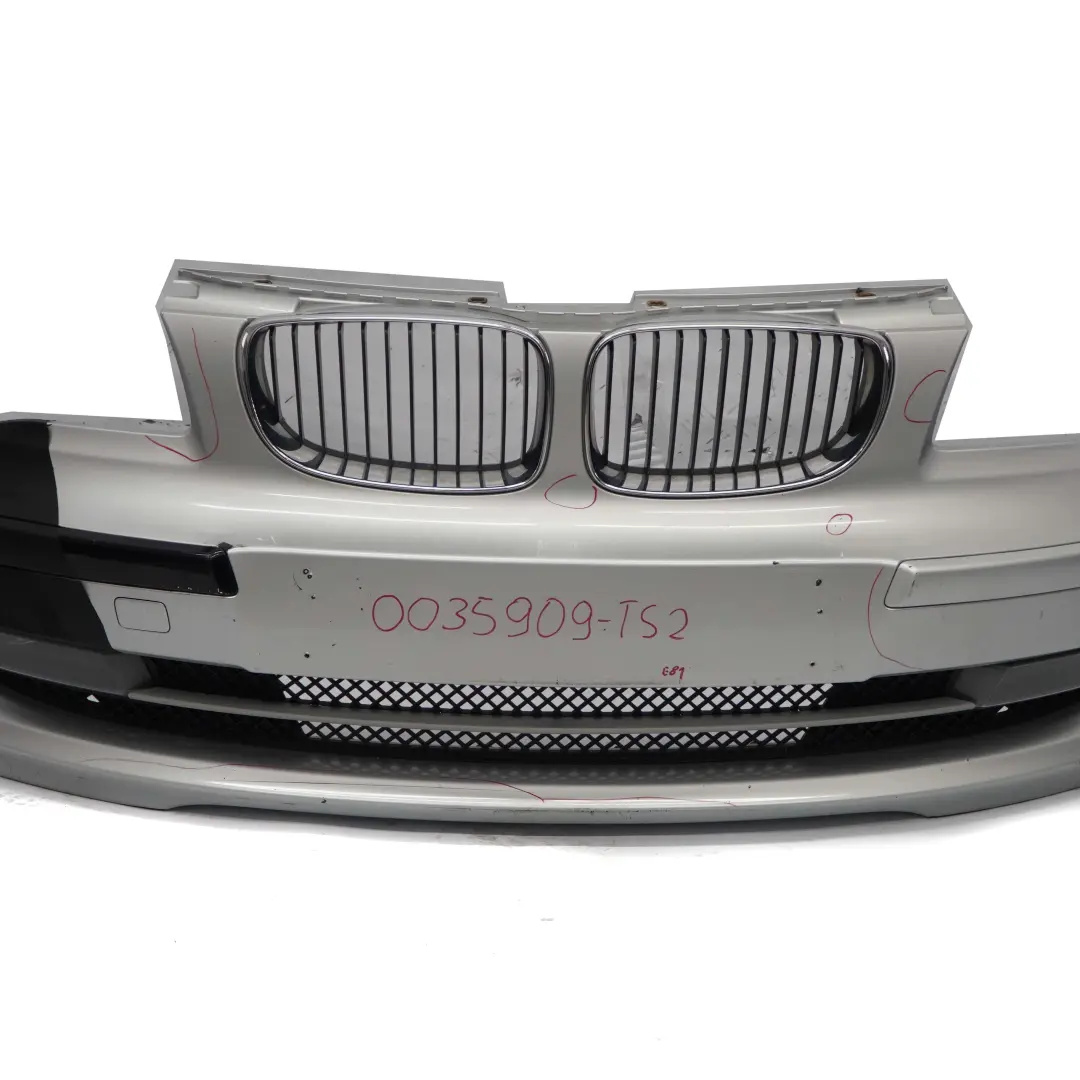 BMW E81 E87 LCI Complete Front Bumper PDC Trim Panel Silver Titansilber - 354 - SKU 0035909-TS2 - Part number 0035909