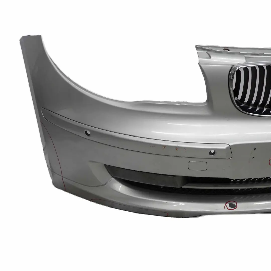 Complete Front Bumper PDC Trim Panel Silver Titansilber - 354 to BMW E81 E87 LCI with Part number 0035909 BMW E81 E87 LCI Complete Front Bumper PDC Trim Panel Silver Titansilber - 354 - SKU 0035909-TS3 - Part number 0035909