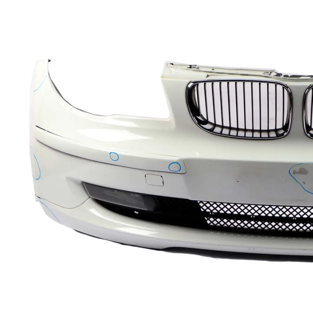 Complete Front Bumper Trim Panel White Painted to BMW 1 E81 E87 LCI with Part number 0035909 BMW 1 E81 E87 LCI Complete Front Bumper Trim Panel White Painted - SKU 0035909-WHI - Part number 0035909