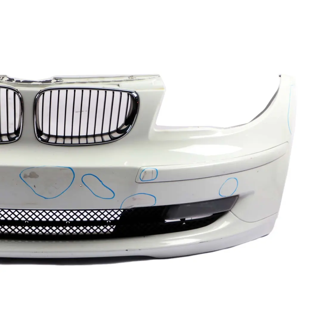 Complete Front Bumper Trim Panel White Painted to BMW 1 E81 E87 LCI with Part number 0035909 BMW 1 E81 E87 LCI Complete Front Bumper Trim Panel White Painted - SKU 0035909-WHI - Part number 0035909