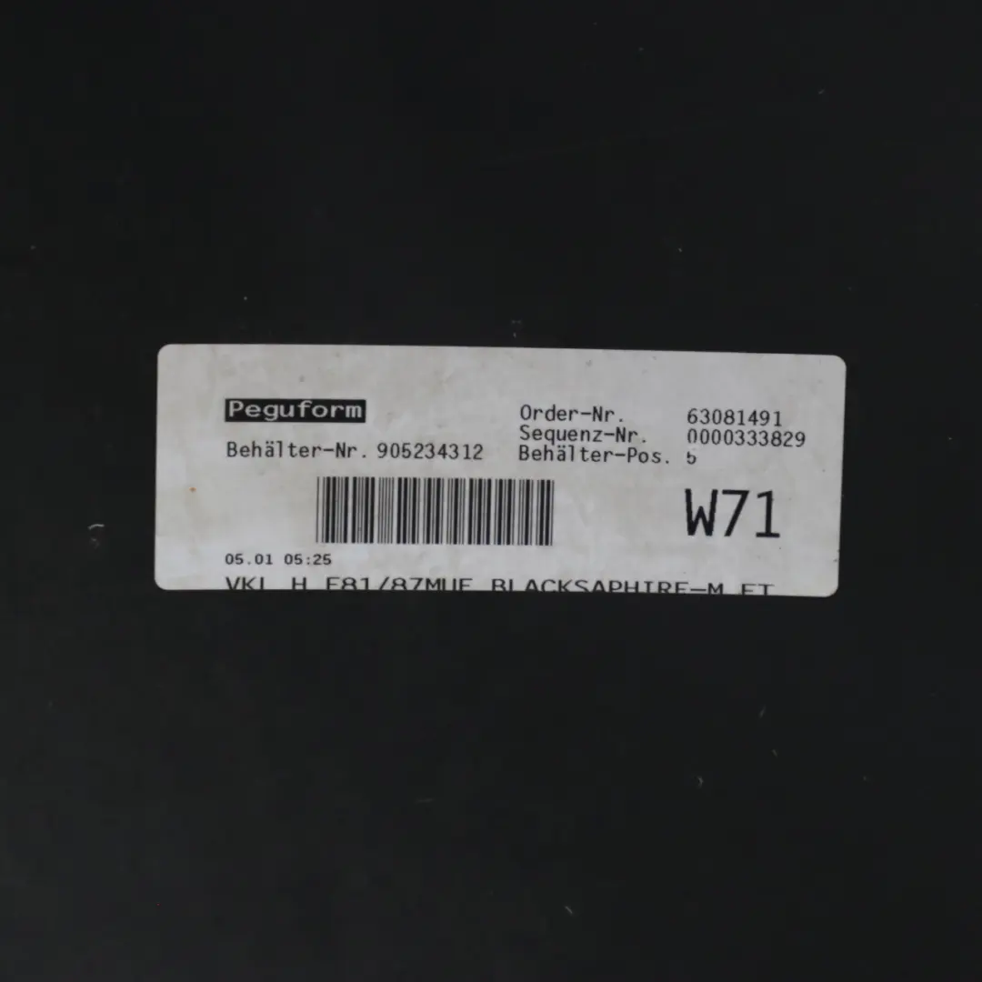 Bumper BMW E81 E87 LCI Trim Panel PDC Black Sapphire Metallic - 475 to Rear with Part number 0035911 Rear Bumper BMW E81 E87 LCI Trim Panel PDC Black Sapphire Metallic - 475 - SKU 0035911-BS8 - Part number 0035911