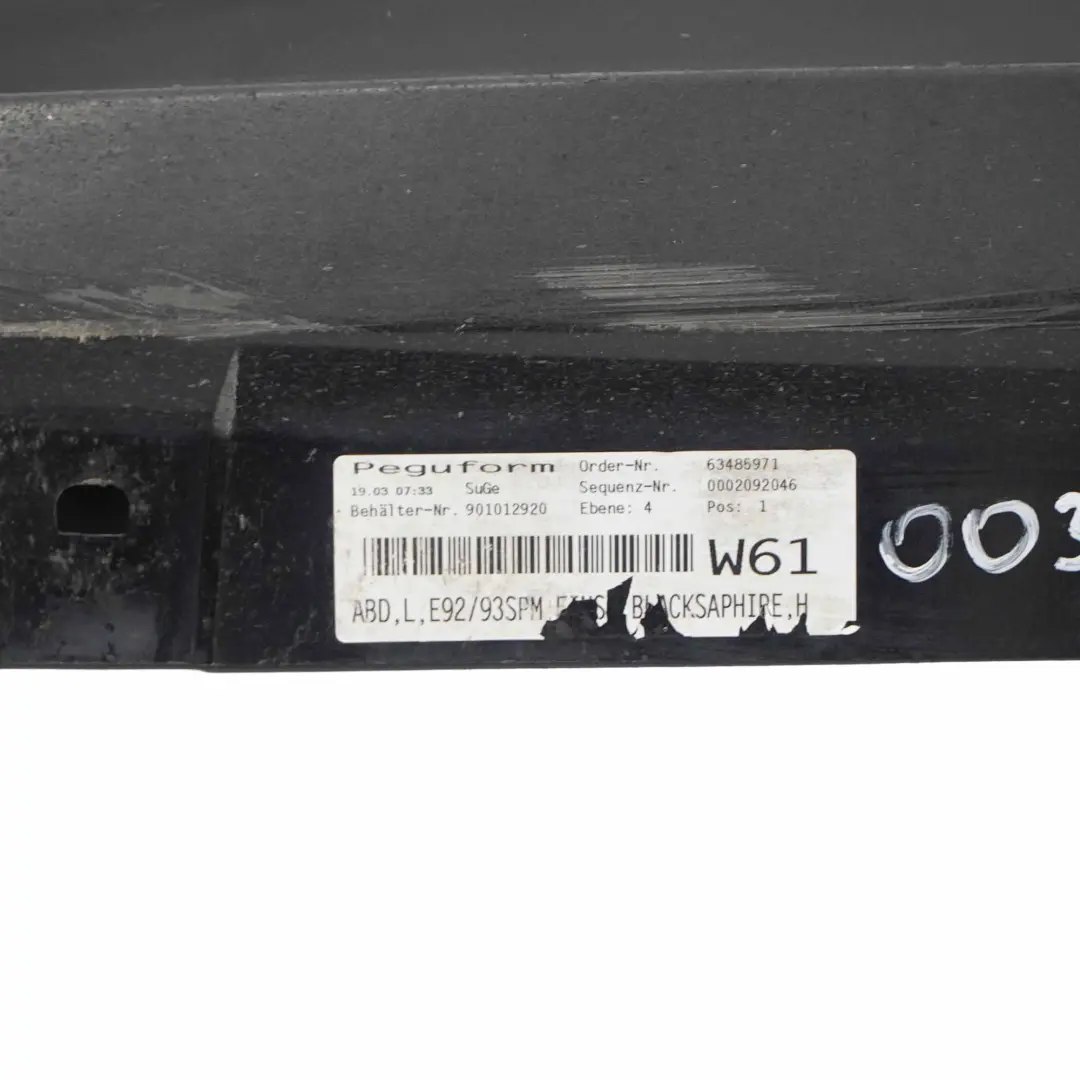 BMW E92 E93 Side Skirt M Sport Sill Strip Cover Left N/S Black Sapphire - 475 - SKU 0036123-BS2 - Part number 0036123