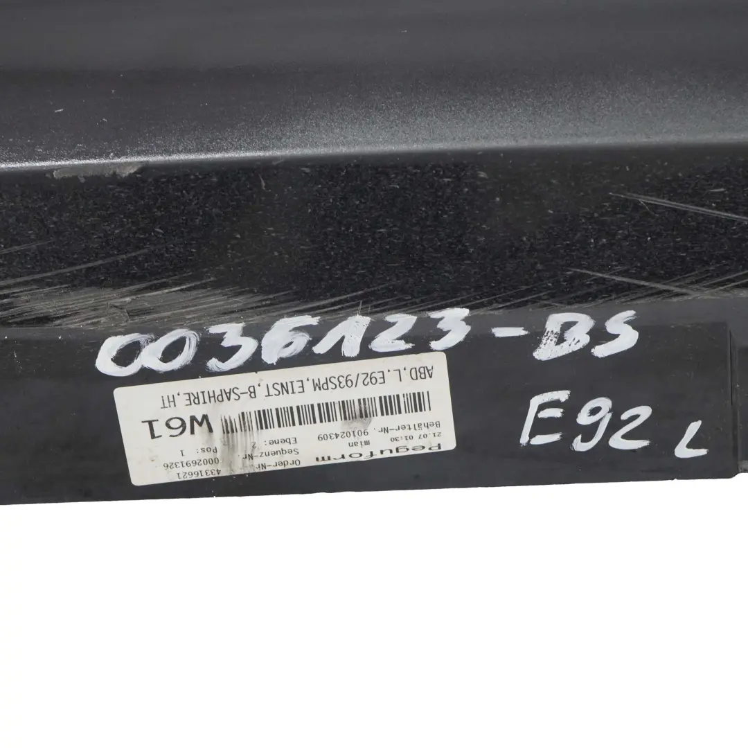BMW E92 E93 M Sport Sill Strip Faldon Lateral Izquierdo Negro Zafiro - 475 - SKU 0036123-BS - Número de pieza 0036123