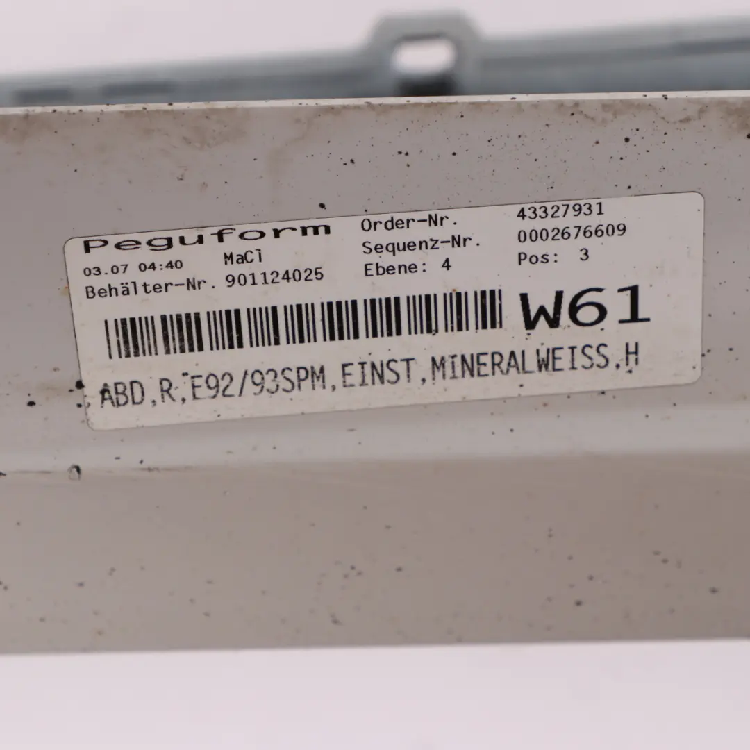 BMW E92 E93 M Sport Sill Strip Side Skirt Right O/S Mineral White - A96 - SKU 0036124-MW - Part number 0036124