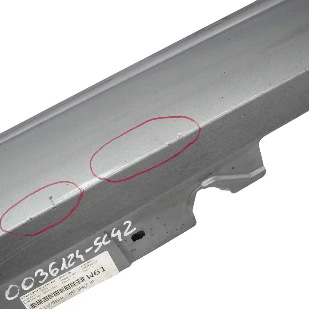 BMW E92 E93 Faldon Lateral M Sport Sill Strip Derecho Spacegrau Gris - A52 - SKU 0036124-SCG2 - Número de pieza 0036124