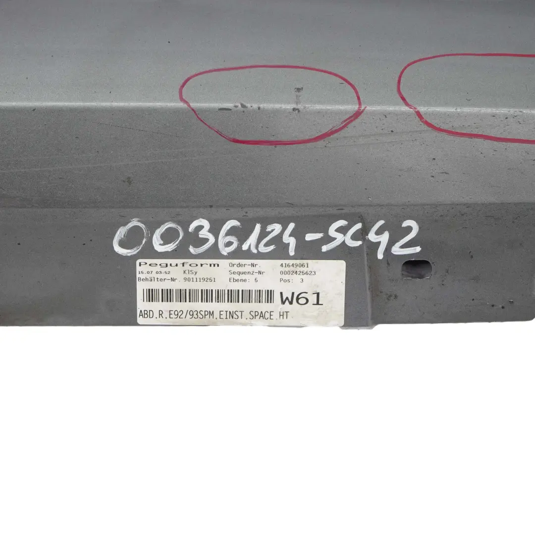 Faldon Lateral M Sport Sill Strip Derecho Spacegrau Gris - A52 para BMW E92 E93 con número de pieza 0036124 BMW E92 E93 Faldon Lateral M Sport Sill Strip Derecho Spacegrau Gris - A52 - SKU 0036124-SCG2 - Número de pieza 0036124