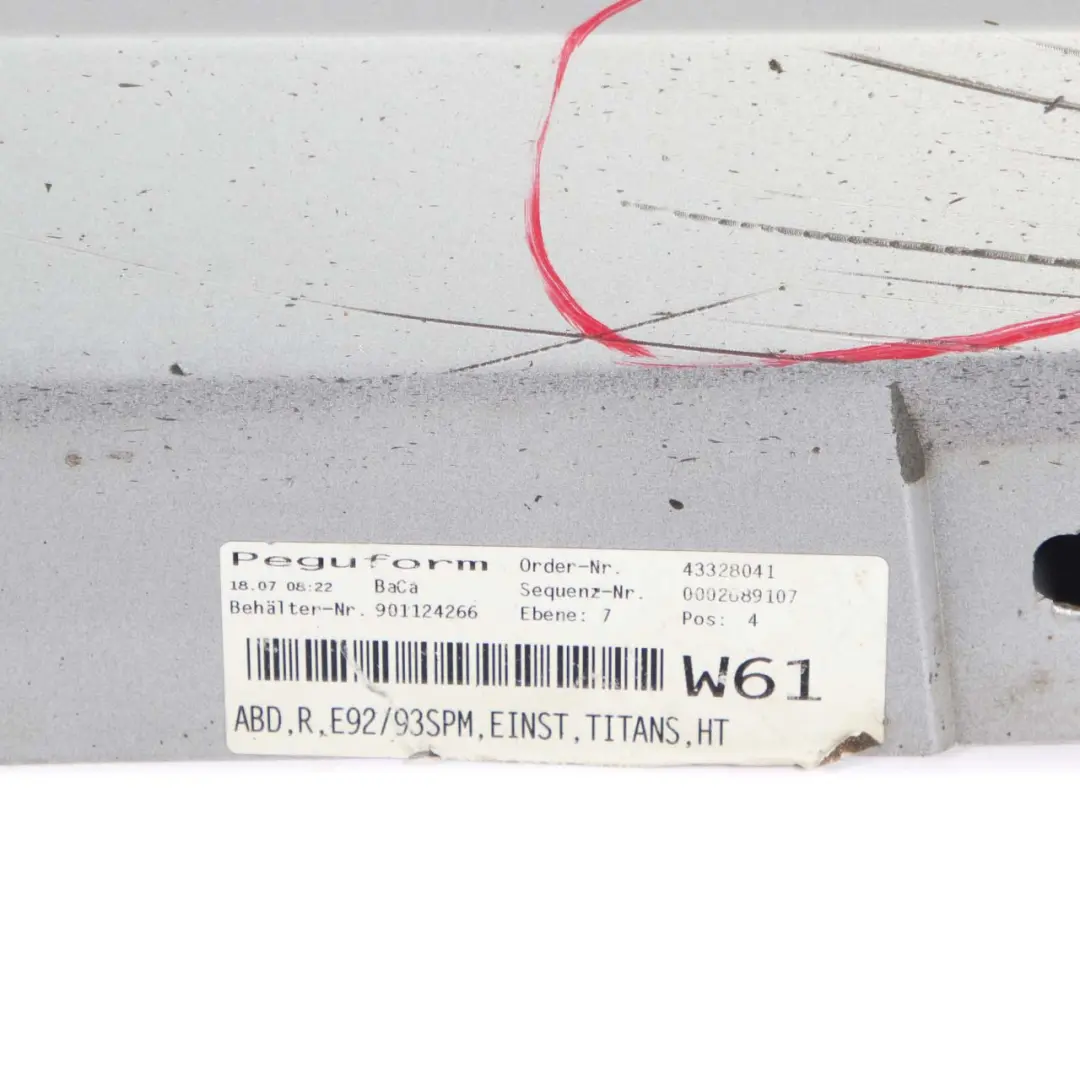 Sill Strip Side Skirt Right O/S Titansilber Silver to BMW 3 Series E92 E93 M Sport with Part number 0036124 BMW 3 Series E92 E93 M Sport Sill Strip Side Skirt Right O/S Titansilber Silver - SKU 0036124-TS - Part number 0036124