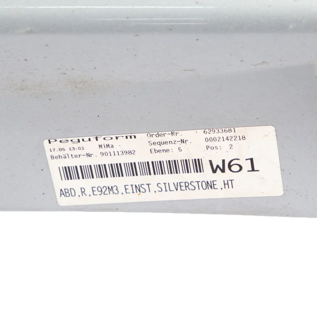  Side Skirt BMW E92 M3 Coupe Sill Strip Right O/S Silverstone II Metallic - A29 - SKU 0036126-SIL - Part number 0036126