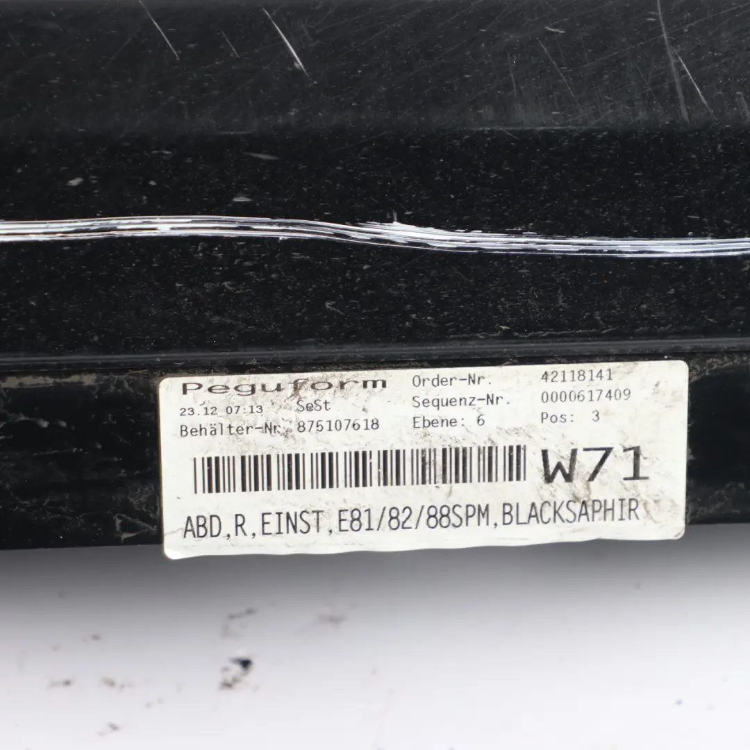 Side Skirt Sill Strip Cover Right O/S Black Sapphire Metallic - 475 to BMW E81 E82 with Part number 0036142 BMW E81 E82 Side Skirt Sill Strip Cover Right O/S Black Sapphire Metallic - 475 - SKU 0036142-BS - Part number 0036142