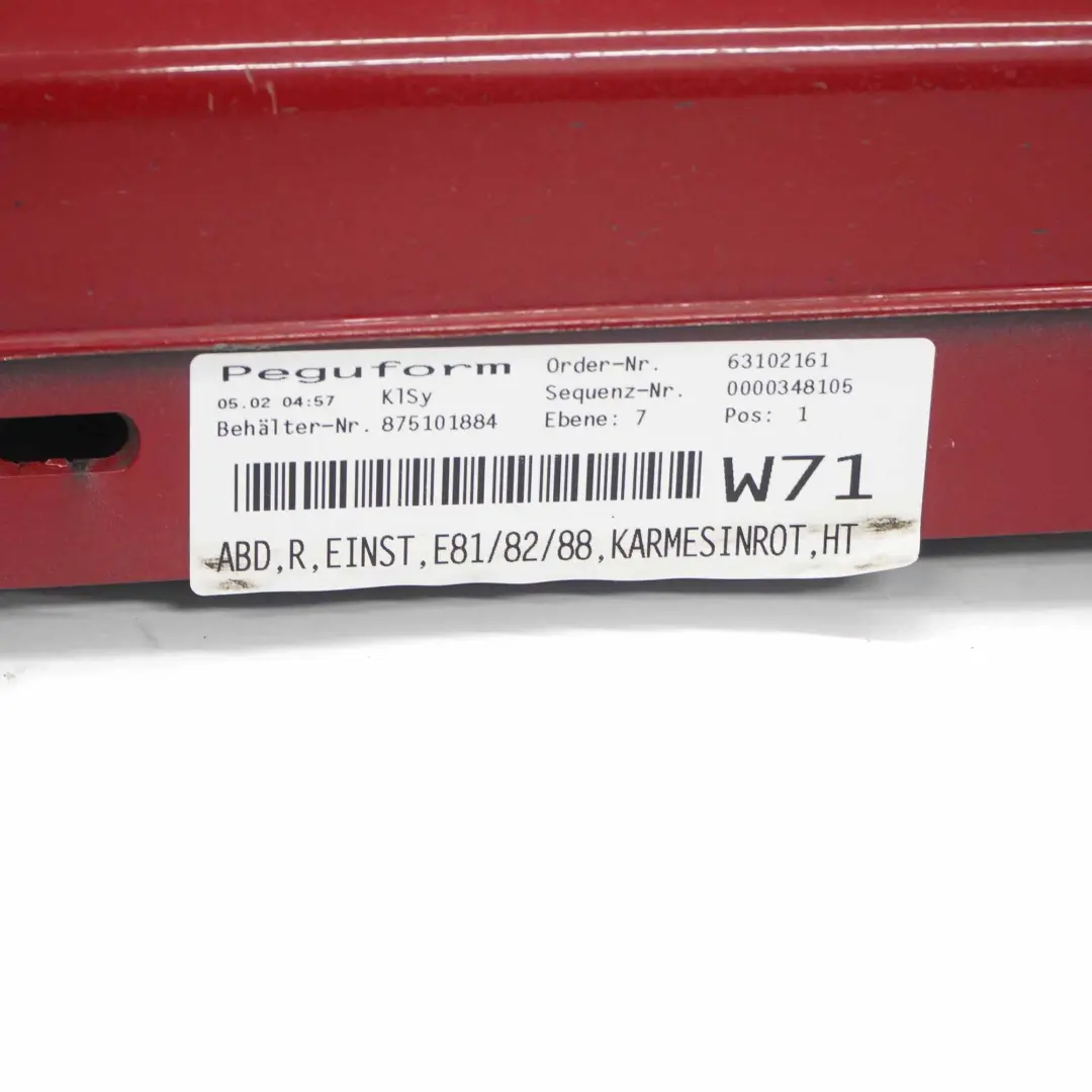 BMW E81 E82 Seitenschwellerleiste Rechts Karmesinrot Rot Rot - A61 - SKU 0036142-KAR1 - Teilenummer 0036142