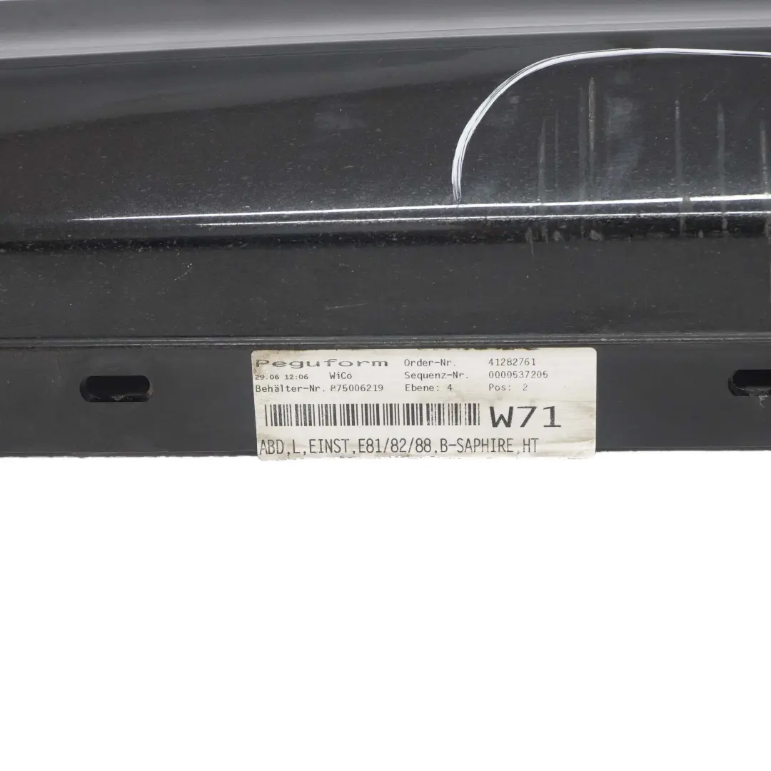 Gonna laterale sinistra BMW E81 E82 E88 Striscia davanzale Black Sapphire per con numero di parte 0036143 Gonna laterale sinistra BMW E81 E82 E88 Striscia davanzale Black Sapphire - SKU 0036143-BS5 - Numero di parte 0036143