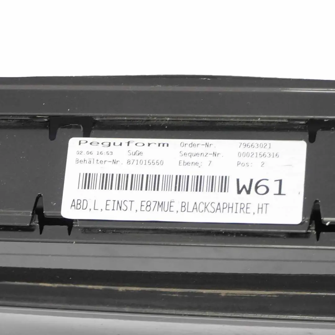 Nakładka Próg Lewy Black Sapphire 475 do BMW E81 E82 o numerze 0036143 BMW E81 E82 Nakładka Próg Lewy Black Sapphire 475 - SKU 0036143-BS6 - Numer Części 0036143