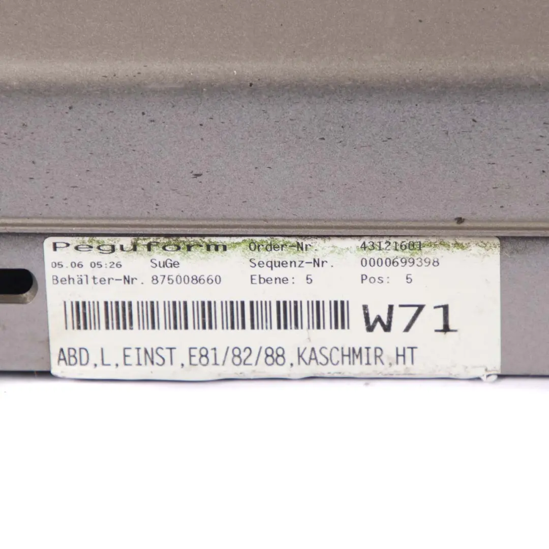 Sill Strip Side Skirt Left N/S Kaschmirsilber Silver - A72 to BMW 1 E81 E82 E88 with Part number 0036143 BMW 1 E81 E82 E88 Sill Strip Side Skirt Left N/S Kaschmirsilber Silver - A72 - SKU 0036143-KAS1 - Part number 0036143