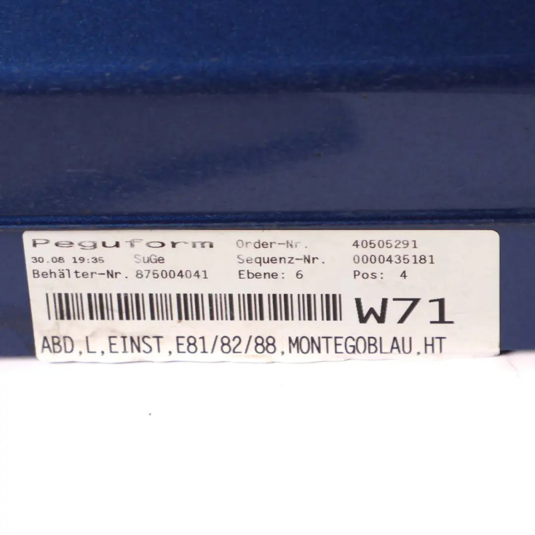 BMW 1 E81 E82 E88 6 Sill Strip Side Skirt Left N/S Montegoblau Blue - A51 - SKU 0036143-MTB6 - Part number 0036143