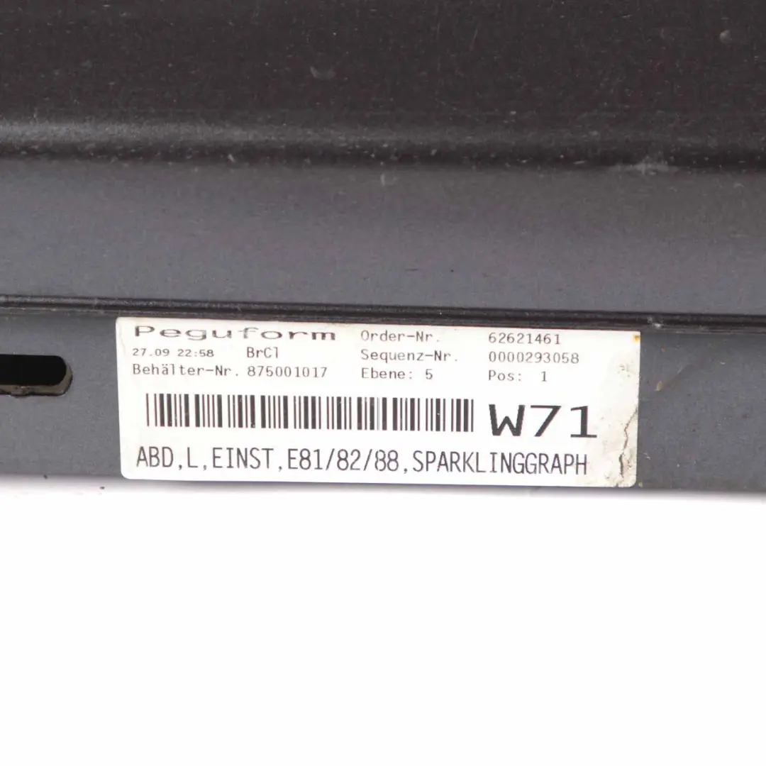 Side Skirt Sill Strip Left N/S E88 Sparkling Graphite - A22 to BMW E81 E82 with Part number 0036143 BMW E81 E82 Side Skirt Sill Strip Left N/S E88 Sparkling Graphite - A22 - SKU 0036143-SG - Part number 0036143