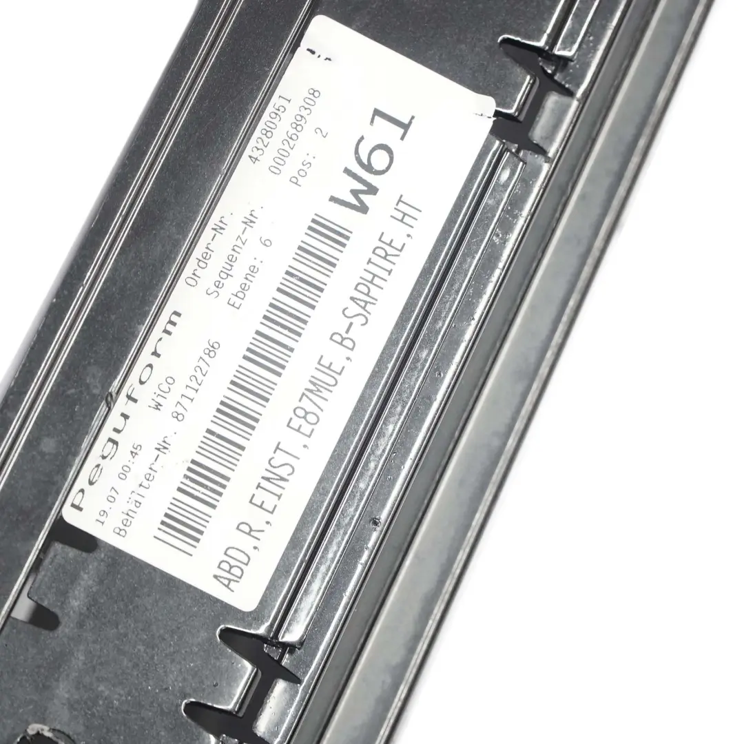 Listello Portiera Apertura Gonna Destra Black Sapphire per BMW E87 LCI con numero di parte 51770036144 BMW E87 LCI Listello Portiera Apertura Gonna Destra Black Sapphire - SKU 0036144-BS4 - Numero di parte 51770036144